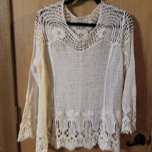 Off-White Crochet Knit Sweater/Overlet